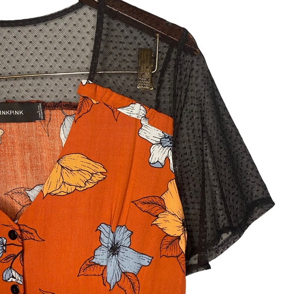 MinkPink Floral Print Vintage Style Lace Inset Maxi Dress L - Picture 3 of 8